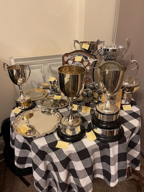 The impressive array of trophies ready for presentation
