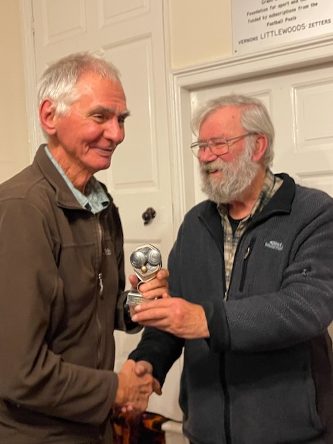 Graham Brandwood receiving the Morecambe League Division 4 merit award