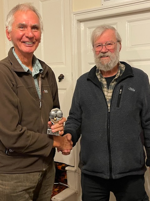 Graham Brandwood with his Morecambe League merit trophy