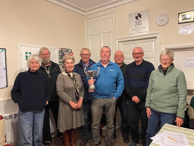 The Veterans League B team with the Challenge Cup